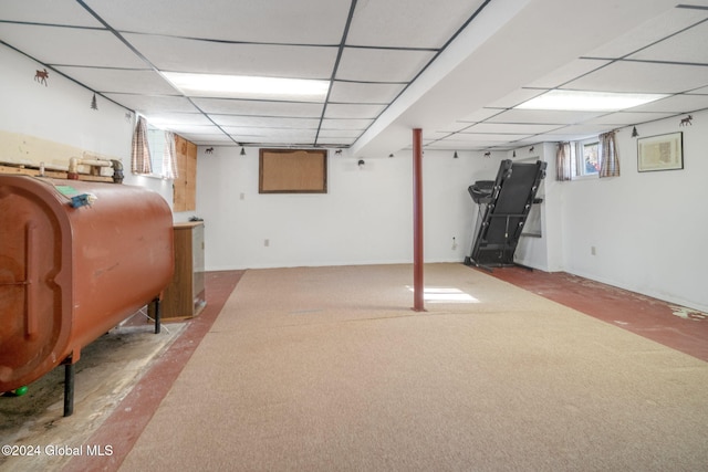 basement with a drop ceiling