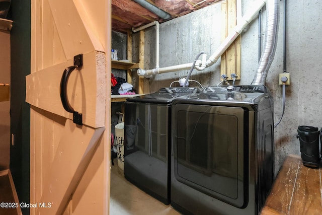 laundry room featuring washing machine and clothes dryer