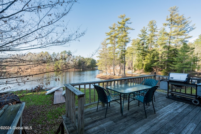 deck with a water view