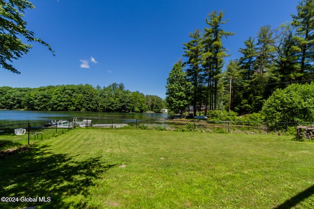 view of yard with a water view