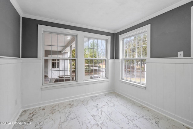 interior space with crown molding