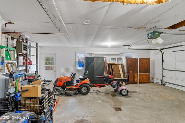 garage with a garage door opener