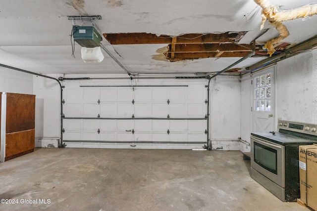 garage with a garage door opener