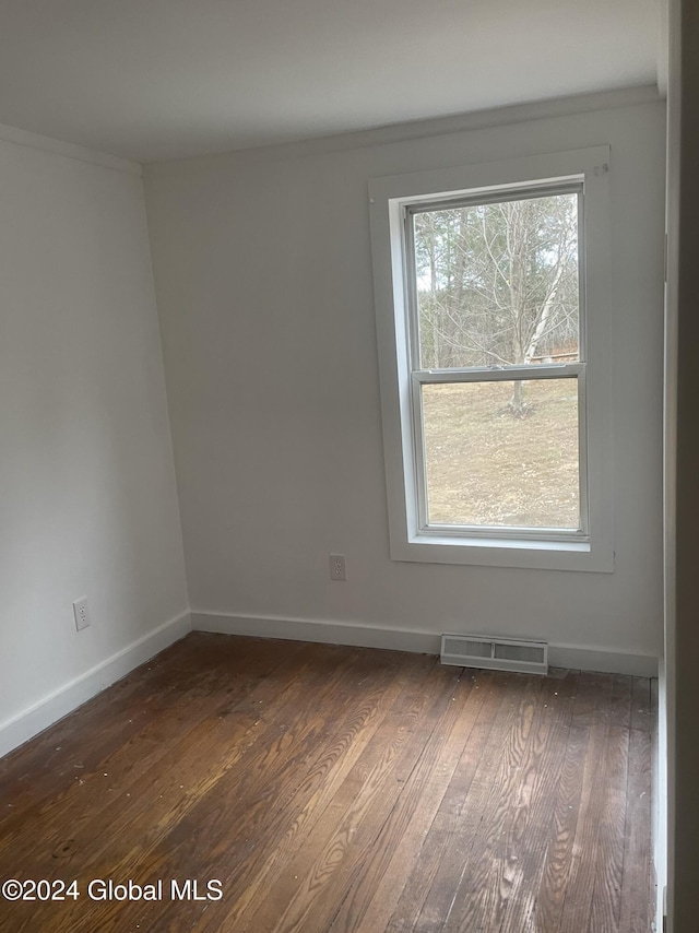 empty room featuring dark wood-type flooring