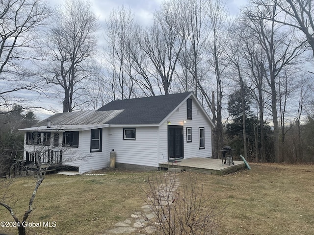 261 Fox Hill Rd, Edinburg, NY 12134 - view of front of home with a deck and a front yard