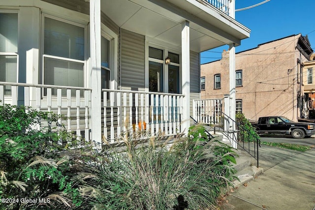 view of home's exterior with a porch