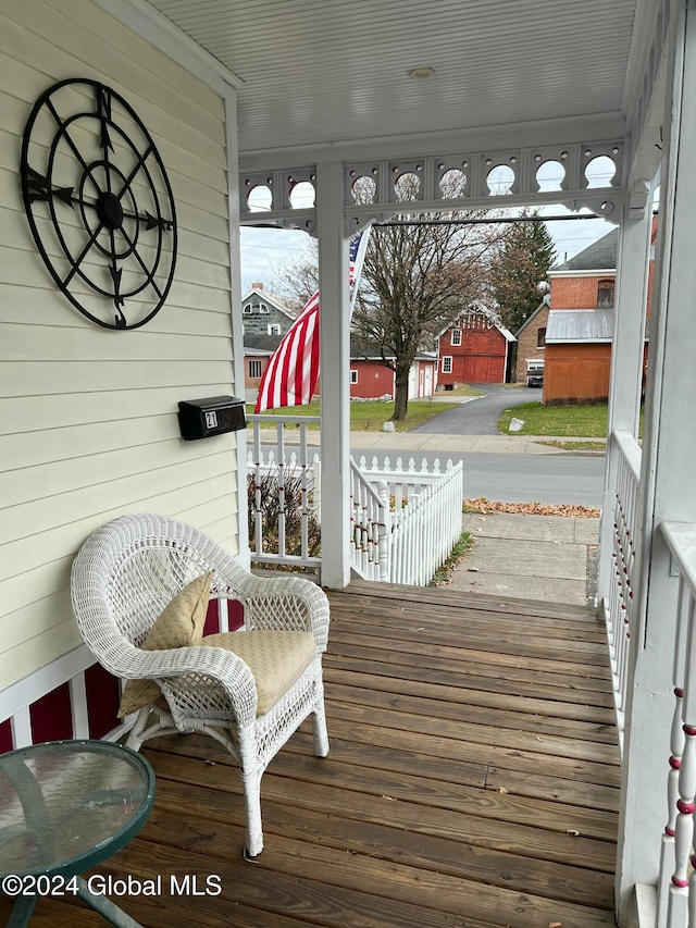 deck featuring a porch