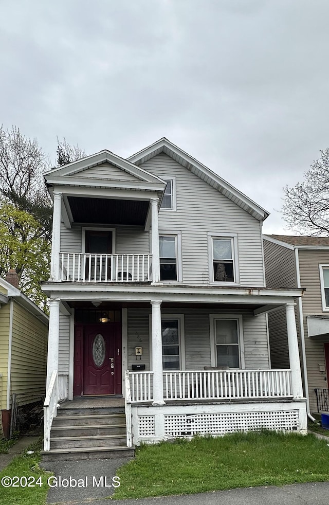 view of front of property with covered porch