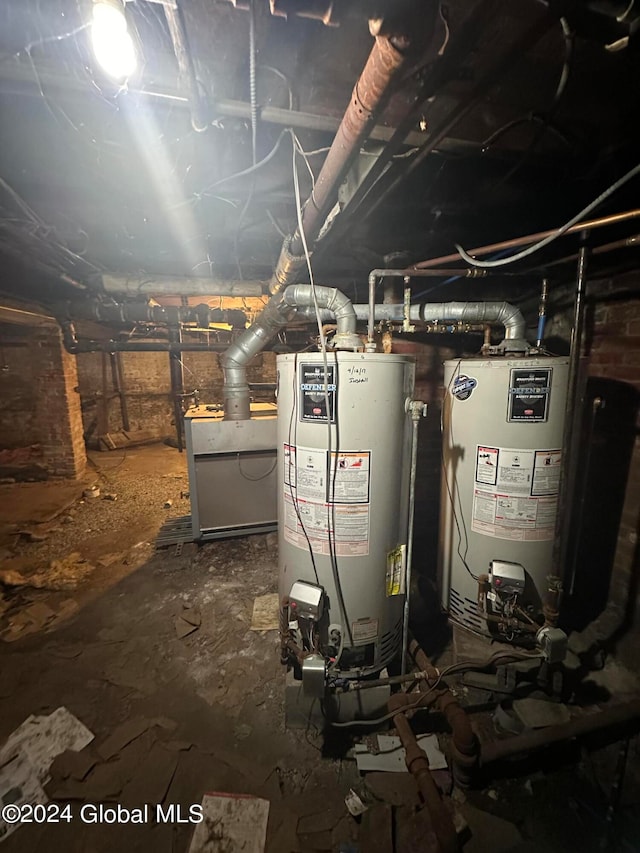 utility room featuring water heater