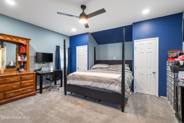 bedroom featuring carpet and ceiling fan