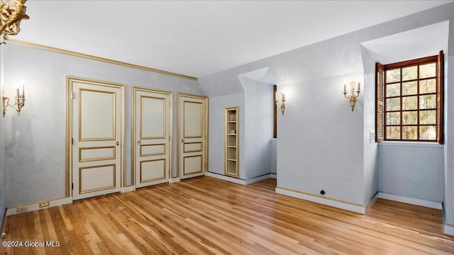 interior space with light hardwood / wood-style floors and a closet