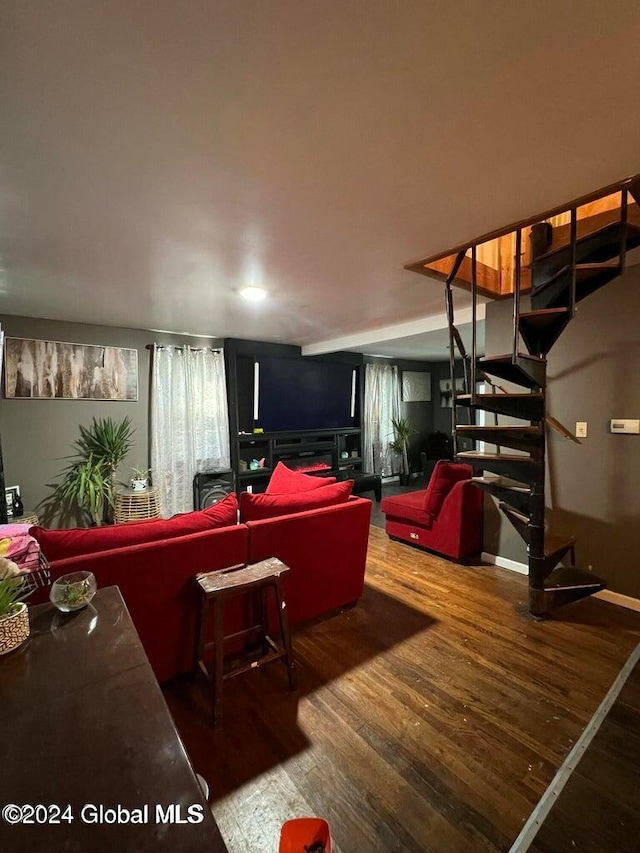 living room featuring wood-type flooring