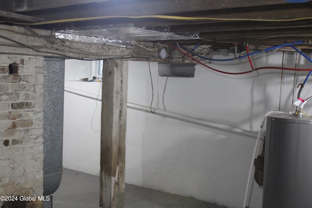 basement with water heater