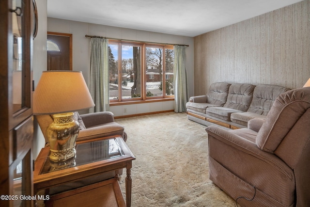 living room with light carpet