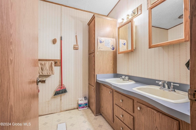 bathroom featuring vanity and a textured ceiling