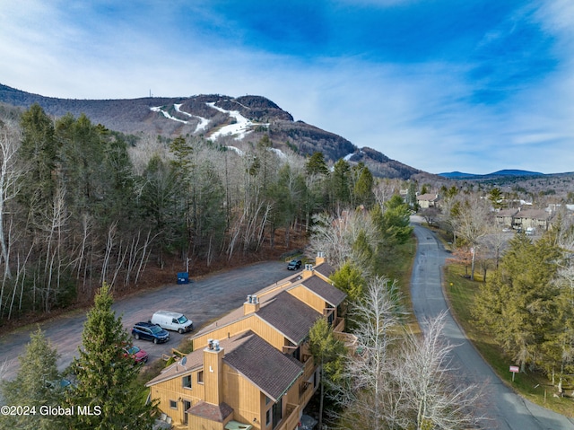 bird's eye view with a mountain view