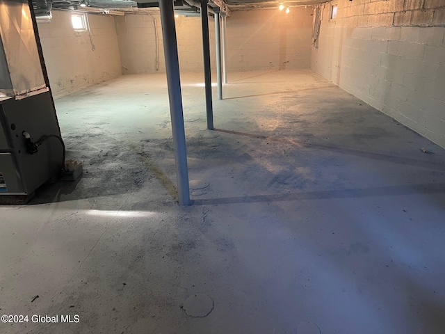 basement with heating unit