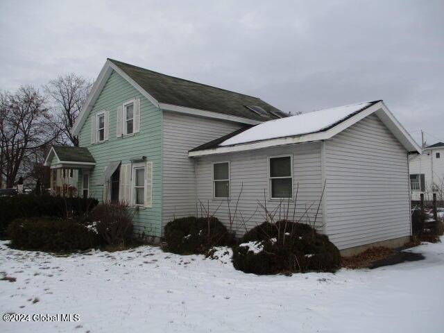 view of snow covered exterior