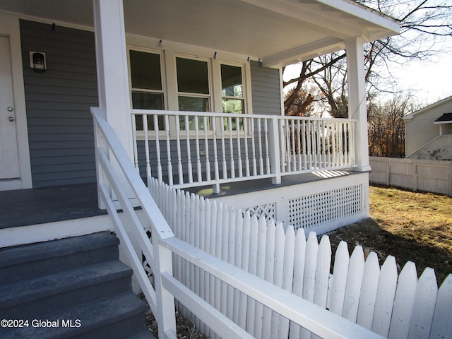 exterior space featuring covered porch