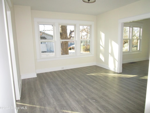 spare room featuring dark wood-type flooring