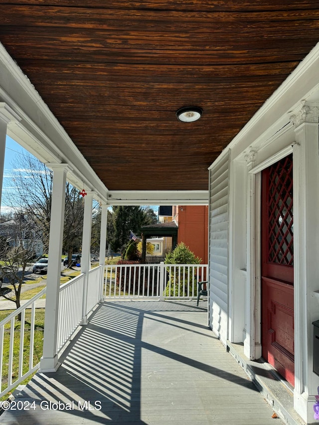 deck with covered porch