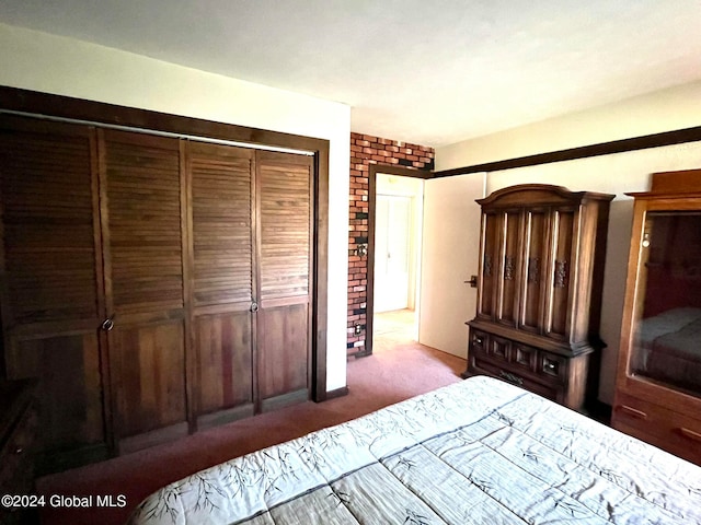 carpeted bedroom with a closet