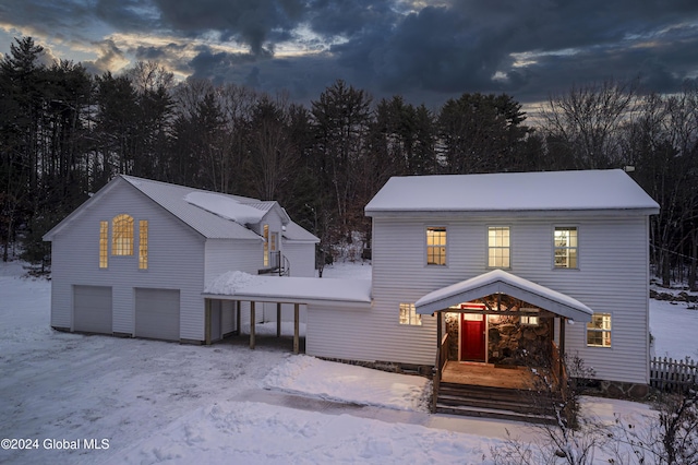 view of front property with a garage