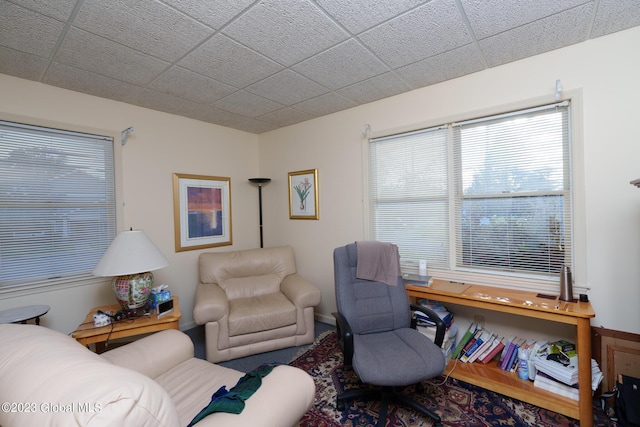 office featuring a paneled ceiling