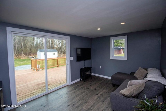 living room with hardwood / wood-style floors