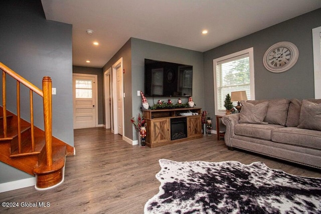 living room featuring hardwood / wood-style flooring