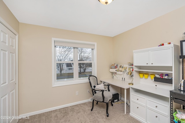 view of carpeted home office