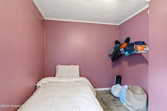 bedroom featuring ornamental molding