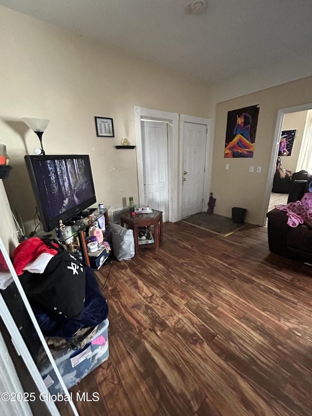 living room with hardwood / wood-style floors