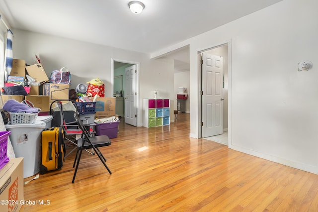 home office featuring hardwood / wood-style flooring