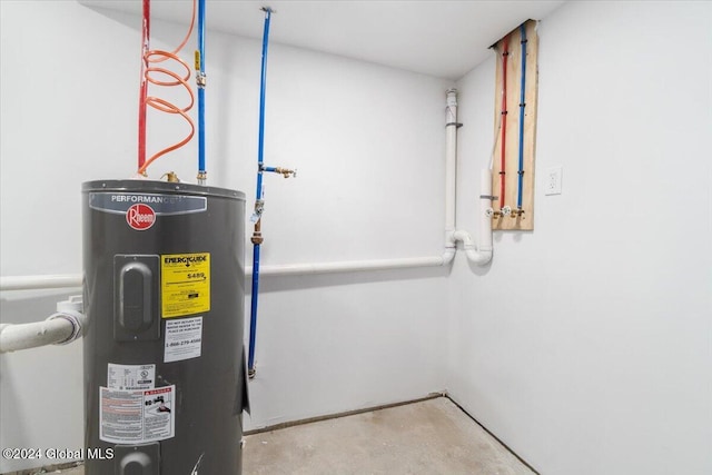 utility room featuring water heater