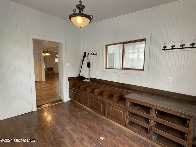 hallway with dark wood-type flooring