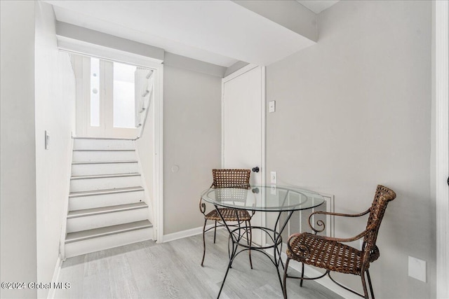 dining space featuring light hardwood / wood-style floors