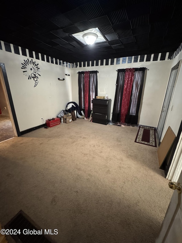 basement featuring carpet