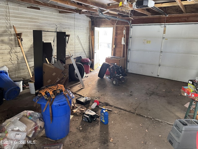 garage with a garage door opener