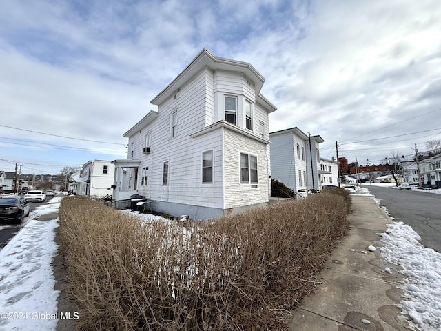 view of snow covered exterior