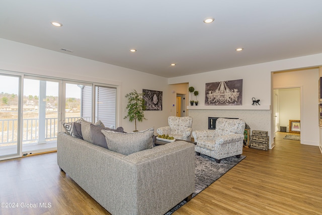 living room with wood-type flooring