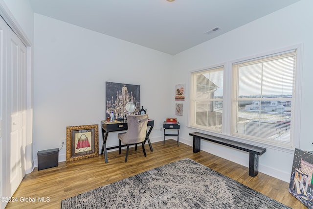 office featuring hardwood / wood-style floors