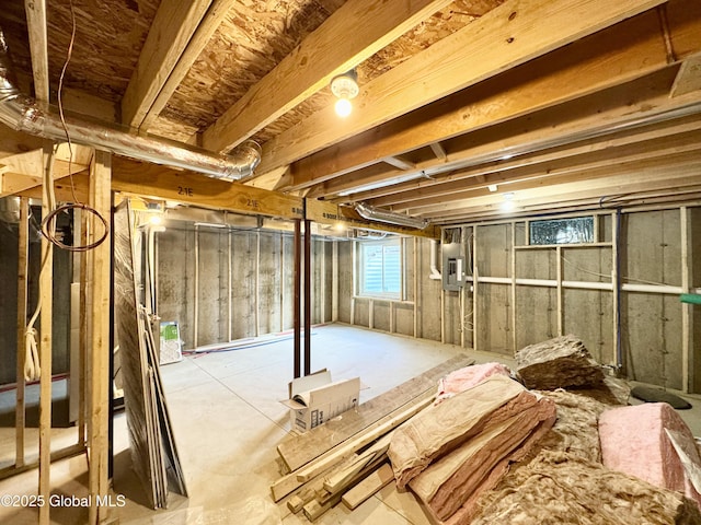 basement with electric panel