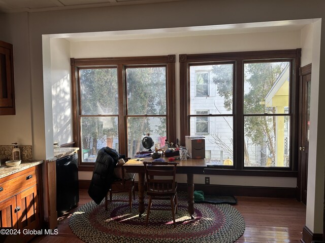 office area featuring dark wood-style floors