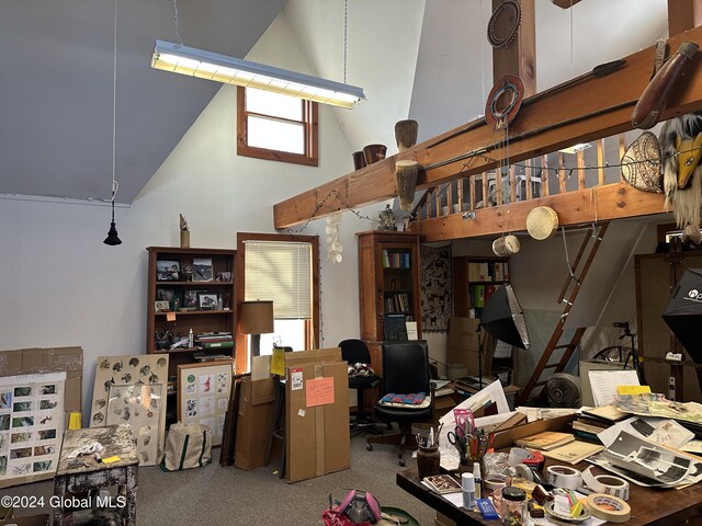 interior space featuring high vaulted ceiling