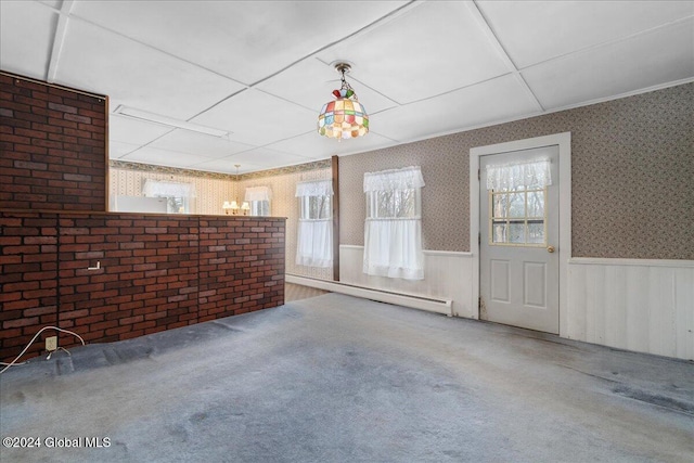 interior space featuring carpet floors and a baseboard radiator