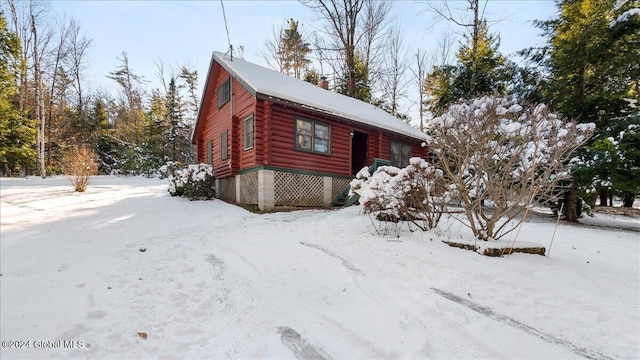 view of snow covered exterior