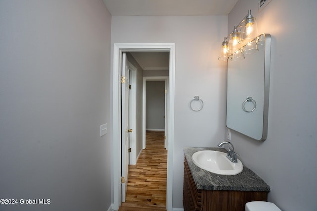 bathroom featuring wood-type flooring and vanity