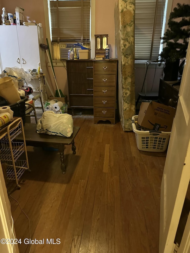 sitting room featuring dark hardwood / wood-style flooring