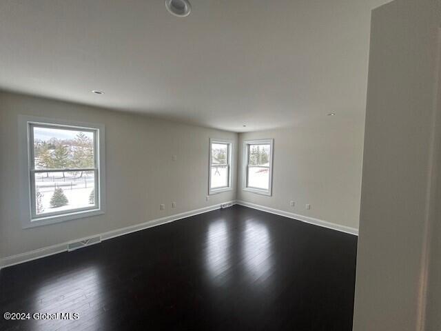 empty room featuring dark hardwood / wood-style flooring